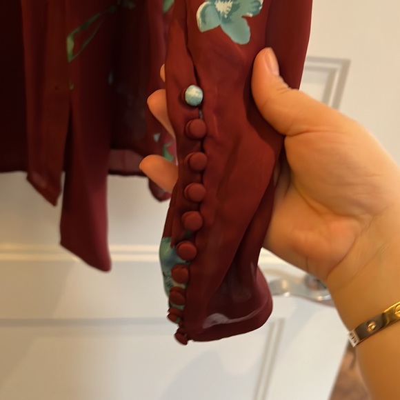 Joie 100% Silk Long Sleeve Blouse Size M, Neck Tie - Picture 4 of 9